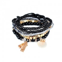 Bohemian Bracelet Crystal Beads Tassel Multilayer Bracelets for Women