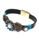 Bohemian Bracelet Gold Plated Flower Charm Leather Bangle Boho Jewelry for Women Girl Gift