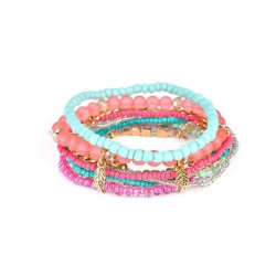 Bohemian Bracelet Leaves Chain Multilayer Beads Bracelets for Women