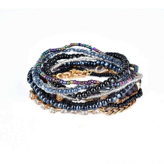 Bohemian Bracelet Leaves Chain Multilayer Beads Bracelets for Women