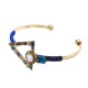 Bohemian Bracelet Punk Gold Plated Colorful Glass Bead Triangle Charm Bangle Boho Jewelry for Women