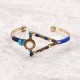 Bohemian Bracelet Punk Gold Plated Colorful Glass Bead Triangle Charm Bangle Boho Jewelry for Women