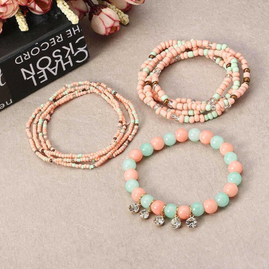 Bohemian Charming Bracelet Beads Rhinestone Multilayer Bracelets for Women