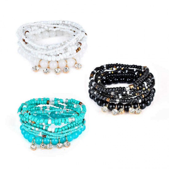 Bohemian Charming Bracelet Beads Rhinestone Multilayer Bracelets for Women