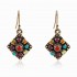 Bohemian Colorful Diamond Ear Drop Square Alloy Rhinestone Earring For Women