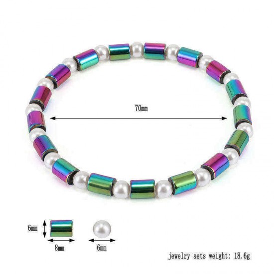 Bohemian Colorful Magnetic Beads Anklet Bracelets Fashion Summer Foot Healing Jewelry for Women