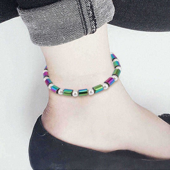 Bohemian Colorful Magnetic Beads Anklet Bracelets Fashion Summer Foot Healing Jewelry for Women