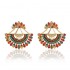 Bohemian Colorful Sector Drop Earrings Semicircle Rhinestone Piercing Ear Jacket Earring for Women