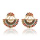 Bohemian Colorful Sector Drop Earrings Semicircle Rhinestone Piercing Ear Jacket Earring for Women