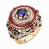 Bohemian Gold Plated Finger Ring Opal Blue Resin Crystal Hollow Rings Ethnic Gift for Women