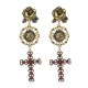 Bohemian Gold Plated Rose Flower Cross Gold Earring Drop Long Dangle Earrings for Women