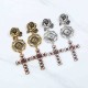 Bohemian Gold Plated Rose Flower Cross Gold Earring Drop Long Dangle Earrings for Women