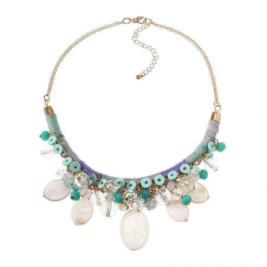 Bohemian Gold Trendy Party Shell Crystal Necklace Clothing Accessories for Women