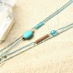 Bohemian Green Crystal Beads Pendant Chain Feather Tassel Long Necklace for Women