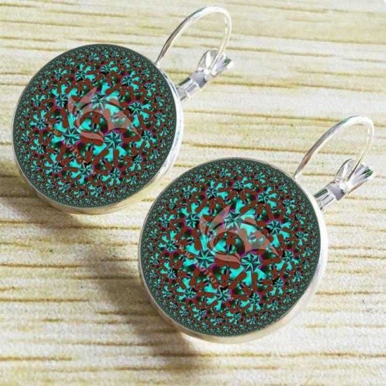 Bohemian Green Flower Earrings Round Shape Drop Earrings Retro French Earring For Women