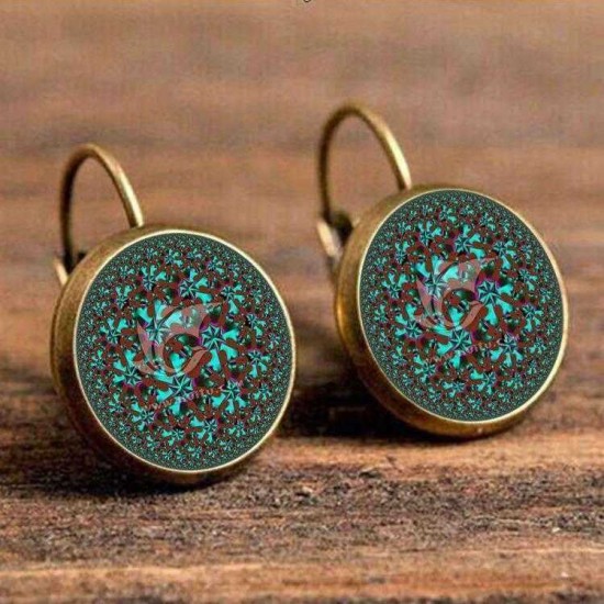 Bohemian Green Flower Earrings Round Shape Drop Earrings Retro French Earring For Women