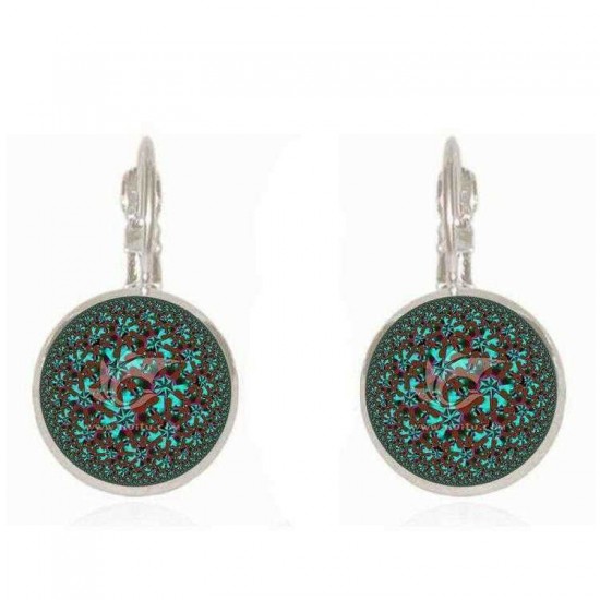 Bohemian Green Flower Earrings Round Shape Drop Earrings Retro French Earring For Women