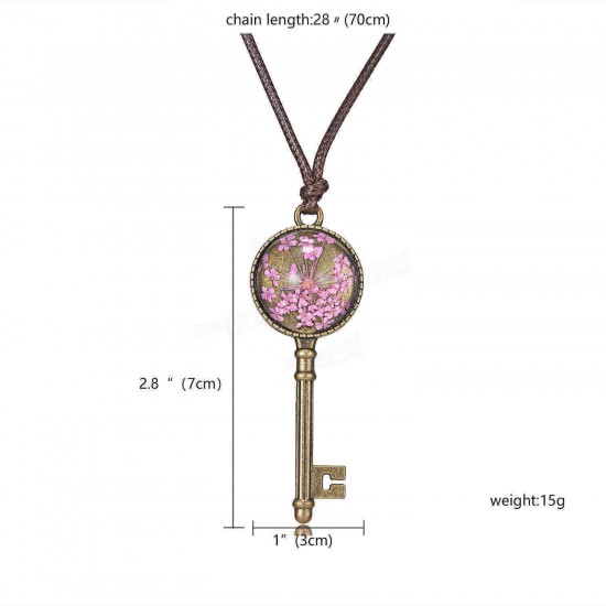 Bohemian Gypsophila Metal Key Pendant Necklace Vintage delicacy Gift for Women