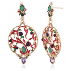 Bohemian Hallow Earrings Rhinestone Retro Style Ear Drop Alloy Earring For Women