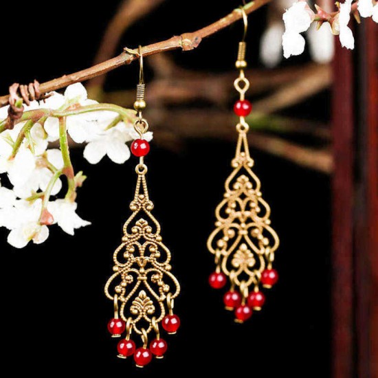 Bohemian Hallow Tassels Earrings Alloy Long-Style Ear Drop Earring For Women