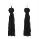 Bohemian Hand-woven Braided Rope Knot Long Tassel Earrings Ethnic Jewelry for Women