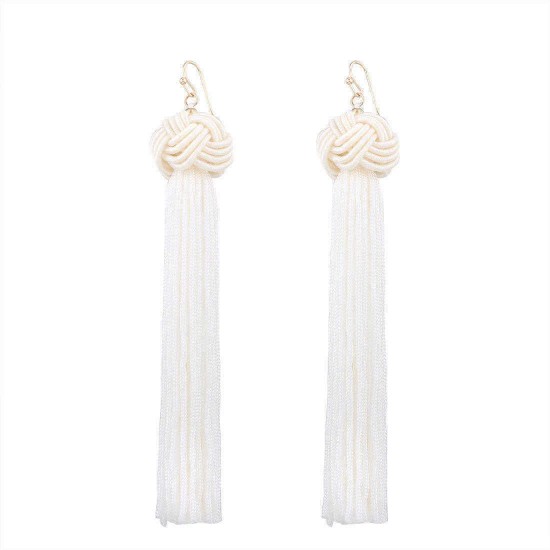 Bohemian Hand-woven Braided Rope Knot Long Tassel Earrings Ethnic Jewelry for Women