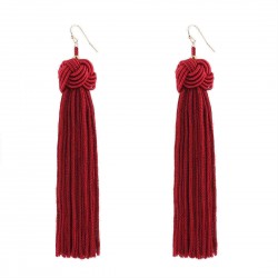 Bohemian Hand-woven Braided Rope Knot Long Tassel Earrings Ethnic Jewelry for Women