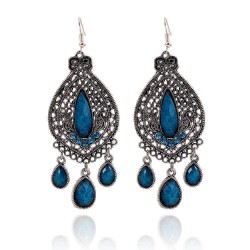 Bohemian Hollow Ear Drop Earring Elegant Leaf Rhinestone Tassels Earrings Ethnic Jeweley for Women