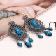 Bohemian Hollow Ear Drop Earring Elegant Leaf Rhinestone Tassels Earrings Ethnic Jeweley for Women