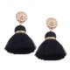 Bohemian Hollow Sun Stud Weaving Tassels Long Dangle Retro Earrings Ear Drop for Women