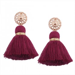 Bohemian Hollow Sun Stud Weaving Tassels Long Dangle Retro Earrings Ear Drop for Women