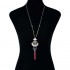 Bohemian Irregular Shell Pendant Chain Red Tassel Cotton Rope Necklace for Women