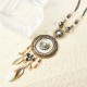 Bohemian Leaf and Flower Tassel Pendant Chain Quartz Necklace Women Jewelry