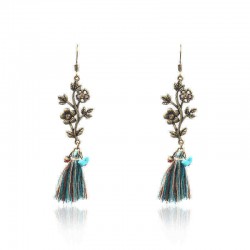 Bohemian Leavers Tassels Drop Earring Retro Antique Gold Long Pendant Earring for Women