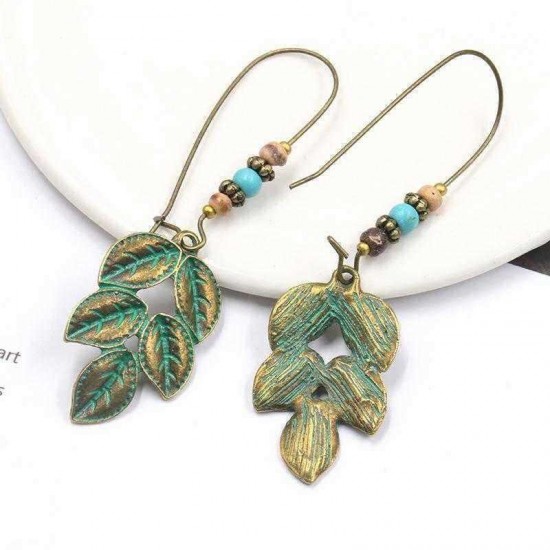 Bohemian Leaves Drop Earrings Retro Alloy Earrings Fashion Women Earring