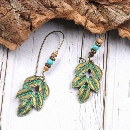 Bohemian Leaves Drop Earrings Retro Alloy Earrings Fashion Women Earring