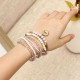 Bohemian Love Print Coin Pendant Beads Multilayer Adjustable Bracelet for Women Clothing Accessories