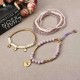 Bohemian Love Print Coin Pendant Beads Multilayer Adjustable Bracelet for Women Clothing Accessories