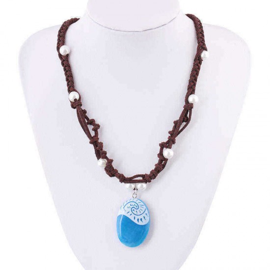 Bohemian Luminous Glowing Drop Pendant Necklace Leather Chain Pearl Necklace for Women Gift