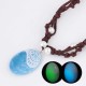 Bohemian Luminous Glowing Drop Pendant Necklace Leather Chain Pearl Necklace for Women Gift