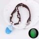 Bohemian Luminous Glowing Drop Pendant Necklace Leather Chain Pearl Necklace for Women Gift