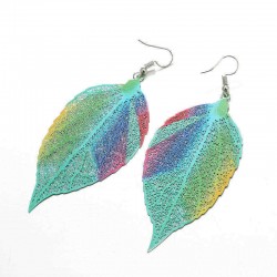 Bohemian Luxury Zinc Alloy Colorful Leaf Drop Earring Statement Piercing Dangle Earrings for Women