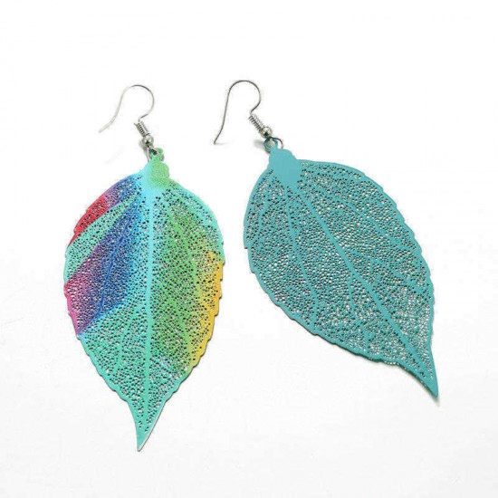 Bohemian Luxury Zinc Alloy Colorful Leaf Drop Earring Statement Piercing Dangle Earrings for Women