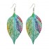 Bohemian Luxury Zinc Alloy Colorful Leaf Drop Earring Statement Piercing Dangle Earrings for Women