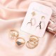 Bohemian Moon Star Heart Stud Earrings Set Crystal Flower Earring - 9 Piece Set