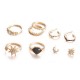 Bohemian Moon Star Heart Stud Earrings Set Crystal Flower Earring - 9 Piece Set