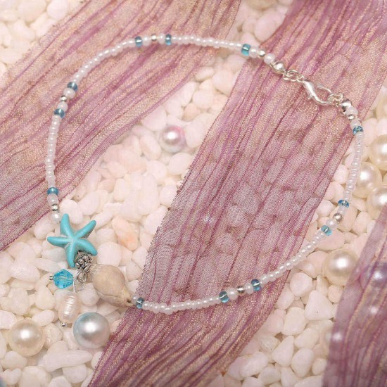 Bohemian Pearls Starfish Charms Anklets Summer Shell Foot Chain for Women