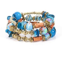 Bohemian Printed Bead Bracelet Multi-Layer Bead Bracelet Retro Style For Women