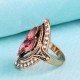 Bohemian Red Gemstone Crystal Finger Rings Ethnic Hollow Oval Geometric Ring Jewelry for Women