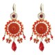 Bohemian Retro 14K Gold Plated Earrings Ethnic Sun Shape Bowknot Red Zircon Ear Drop for Women